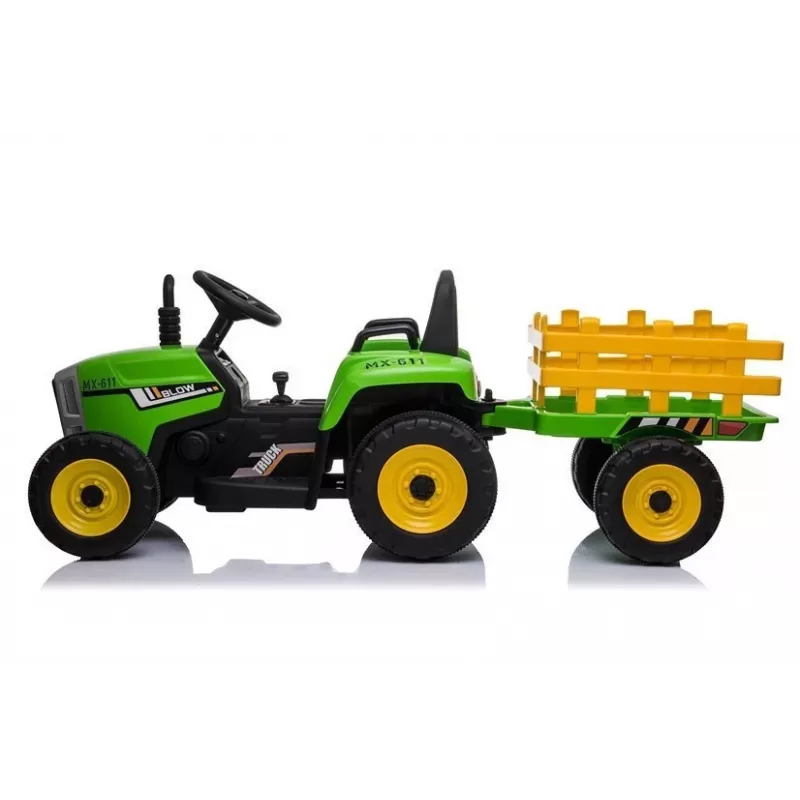 LEAN CARS elektrický detský traktor s prívesom XMX611 LED svetlá zelený