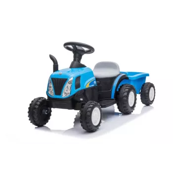 LEAN CARS Elektrický traktor s prívesom A009 modrý - 12V vozidlo, 2x35W, diaľkový ovládač