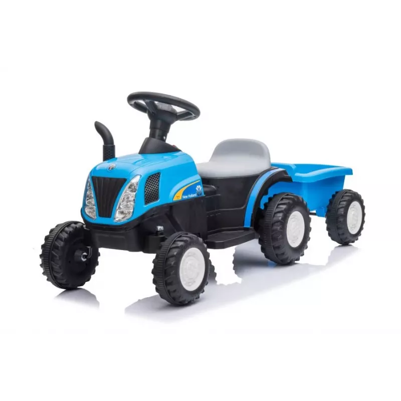 LEAN CARS Elektrický traktor s prívesom A009 modrý - 12V vozidlo, 2x35W, diaľkový ovládač
