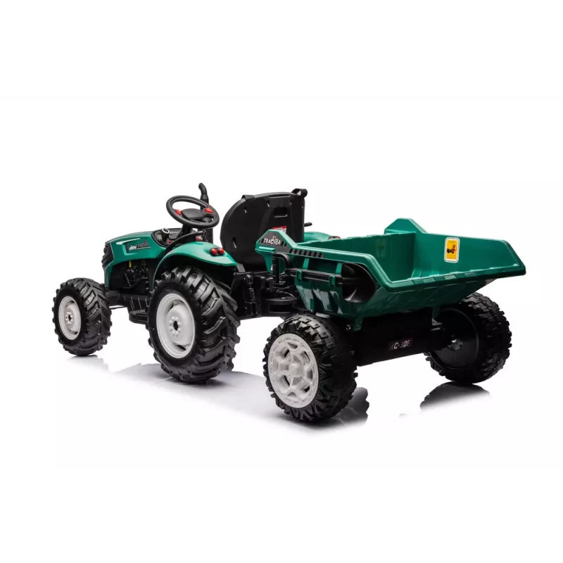 LEAN CARS HC-306 batériový traktor s prívesom tmavozelený 24V
