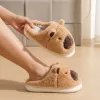 LEAN plyšové capybara papuče s ušami teplé mäkké béžové veľkosť 32-33