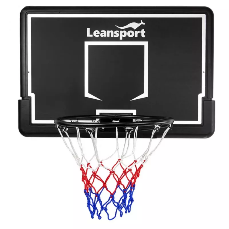 LEAN SPORT 30566 basketbalový kôš a doska - 90cm polykarbonátová doska, nástenná montáž, čierna/červená