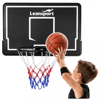 LEAN SPORT 30566 basketbalový kôš a doska - 90cm polykarbonátová doska, nástenná montáž, čierna/červená