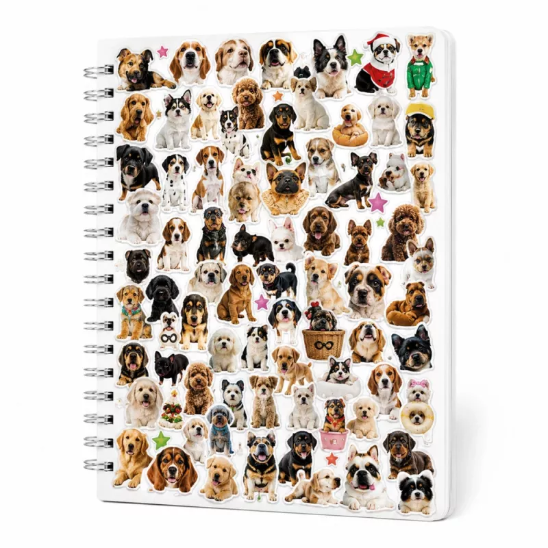 LEAN Samolepková knižka Dog Breeds Album of 800 Stickers Glossy Matte