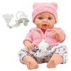 LEAN TOYS 24440 bábika s čiapkou, svetrom a cumlíkom, zvukové efekty (35 cm)