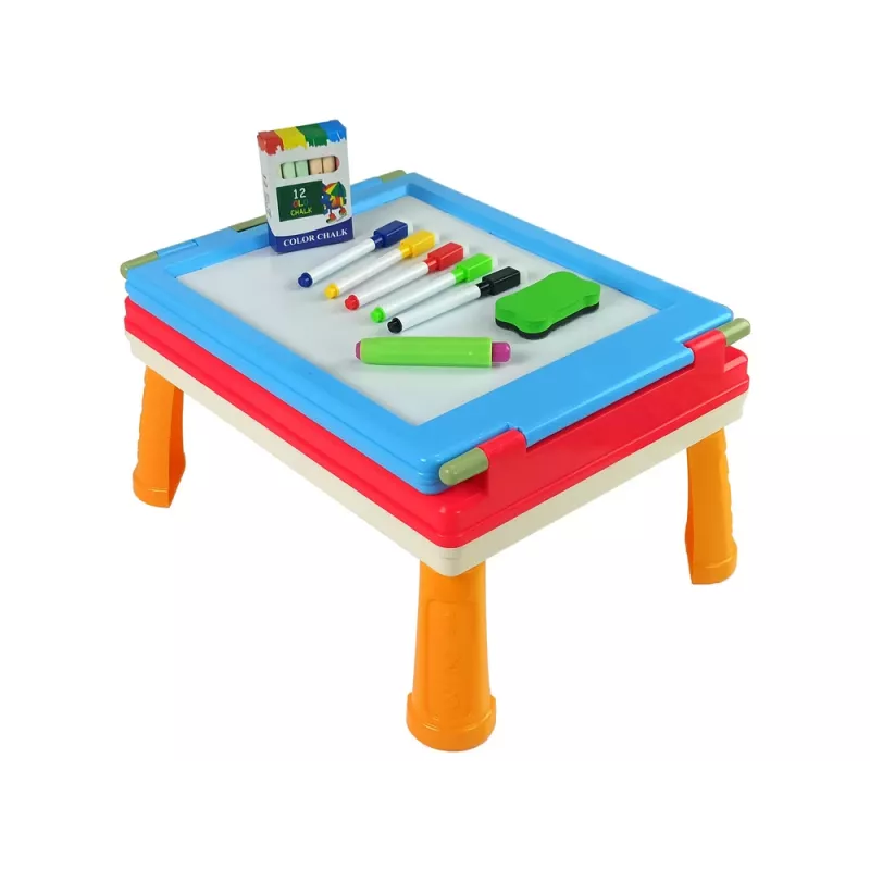 LEAN TOYS 3-in-1 magnetická kriedová tabuľa, modrý stôl na hry