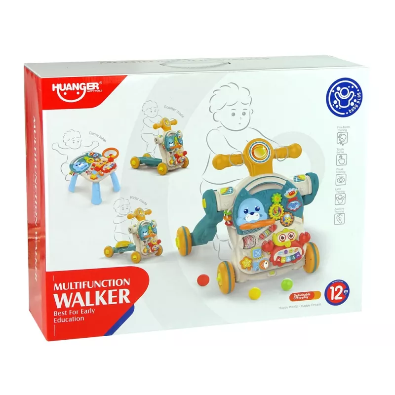 LEAN TOYS 4in1 buggy-učiaci stôl-chodítko-bicykel pre bábätká modrý