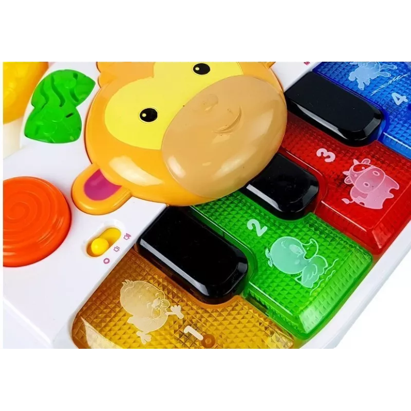 LEAN TOYS Klavír s opičkou pre bábätko - zvuk a svetlo