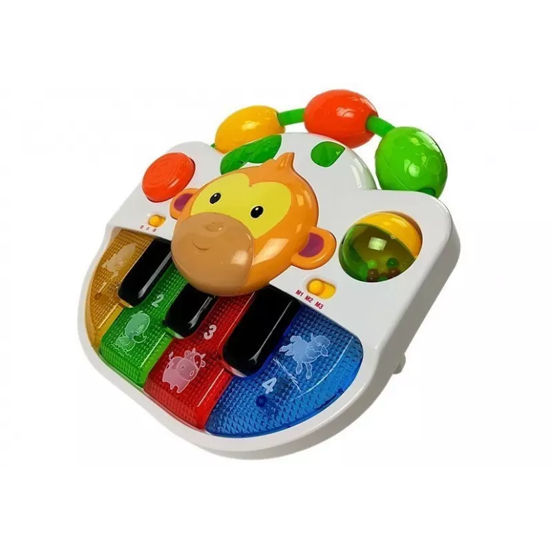 LEAN TOYS Klavír s opičkou pre bábätko - zvuk a svetlo