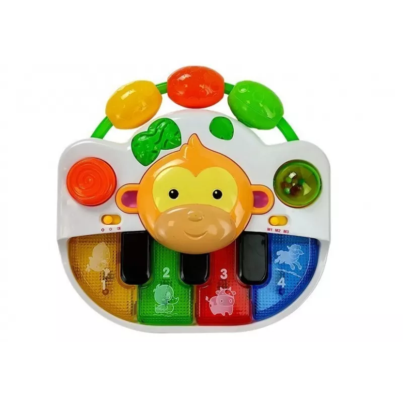 LEAN TOYS Klavír s opičkou pre bábätko - zvuk a svetlo