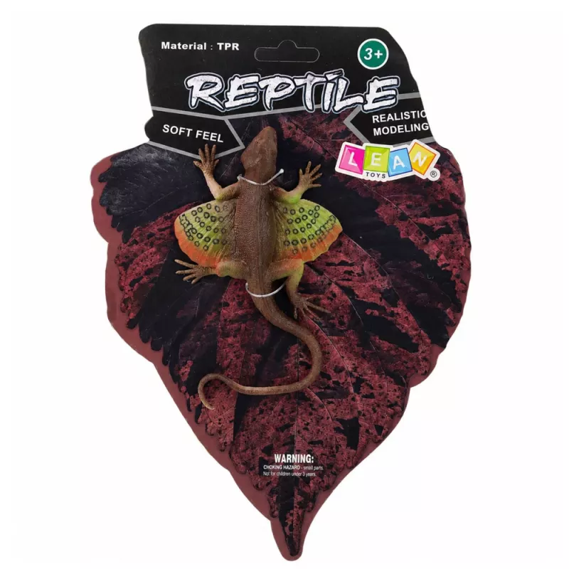LEAN TOYS agama jašterica Webbed gumená figúrka naťahovacia realistická 13 cm