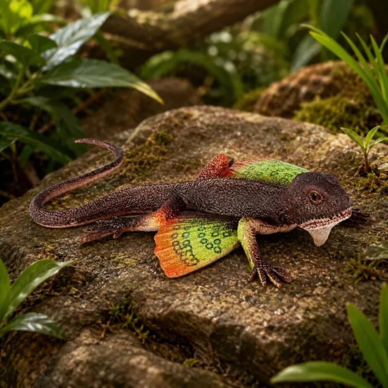 LEAN TOYS agama jašterica Webbed gumená figúrka naťahovacia realistická 13 cm