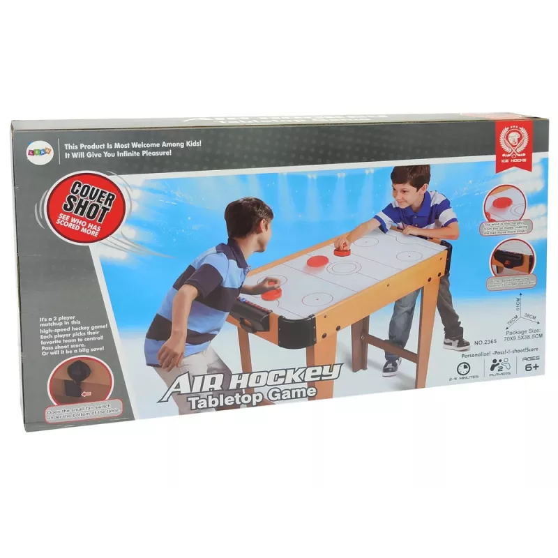 LEAN TOYS Air Hockey stolný hrací stôl s kalčom, 2-in-1, elektrický ventilátor, MDF, čierny