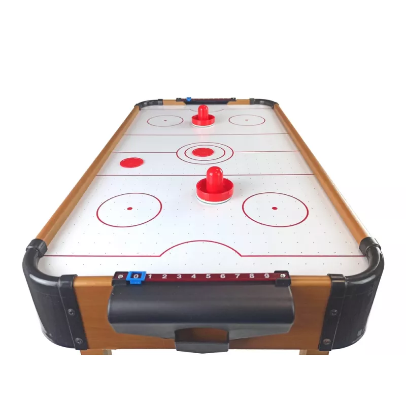 LEAN TOYS Air Hockey stolný hrací stôl s kalčom, 2-in-1, elektrický ventilátor, MDF, čierny