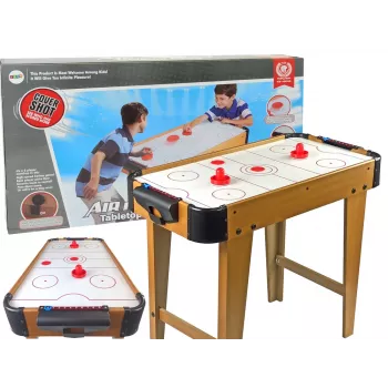 LEAN TOYS Air Hockey stolný hrací stôl s kalčom, 2-in-1, elektrický ventilátor, MDF, čierny