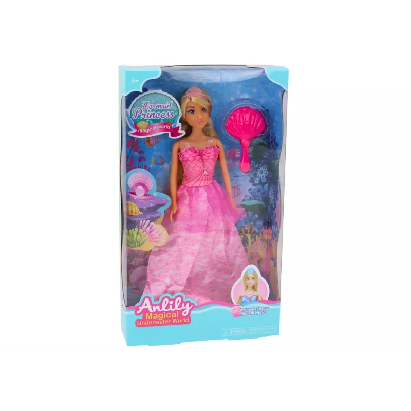 LEAN TOYS Anlily bábika morská panna princezná s ružovými šatami a hrebeňom