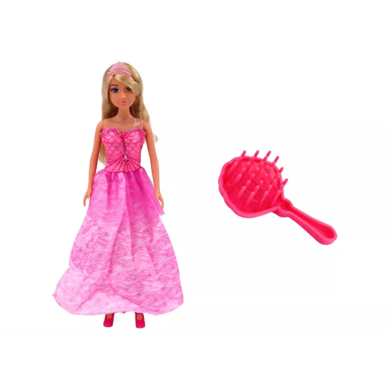 LEAN TOYS Anlily bábika morská panna princezná s ružovými šatami a hrebeňom
