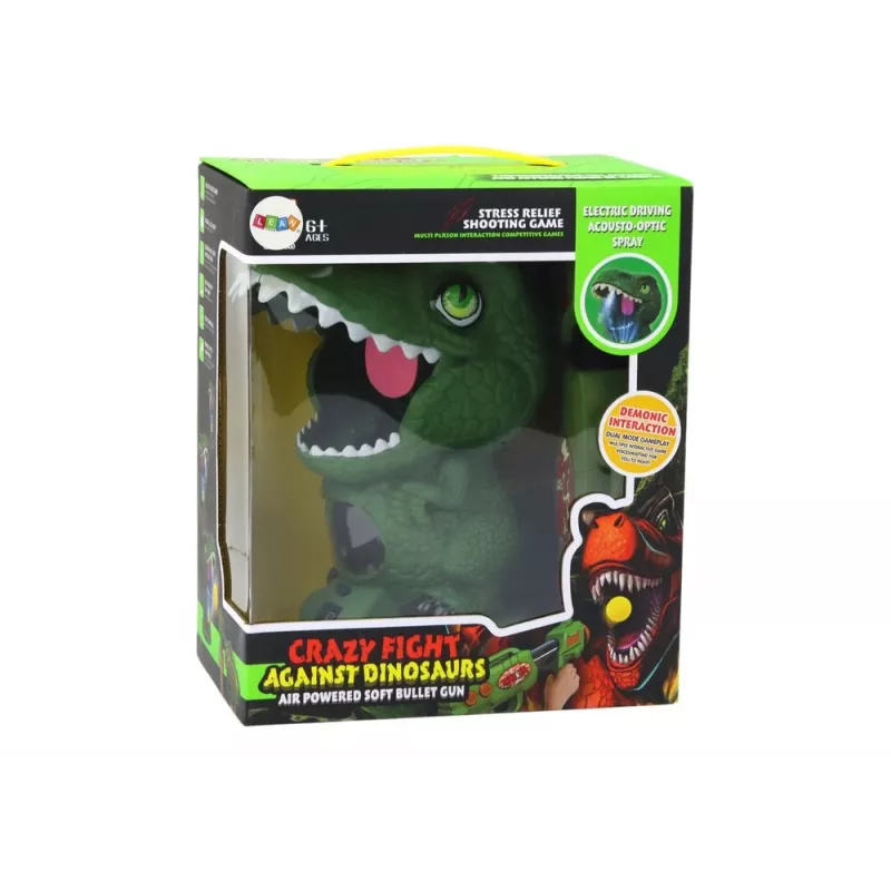 LEAN TOYS arkádová hra streľba dinosaurus zelená guľová pištoľ