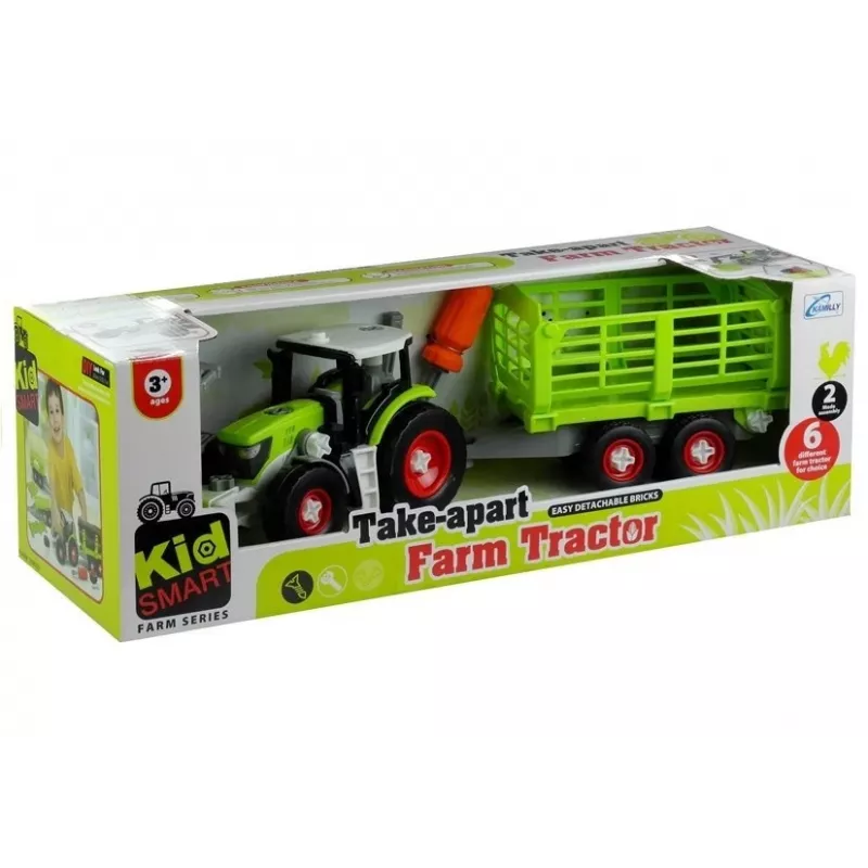 LEAN TOYS Montážny traktor s otvoreným prívesom 43 cm