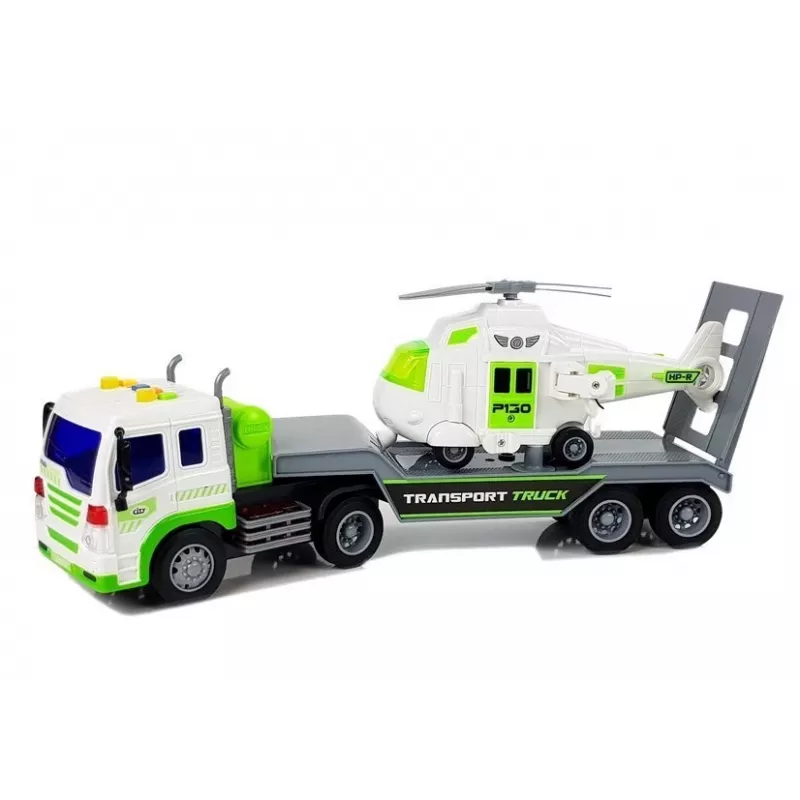 LEAN TOYS Auto prepravník na batérie 1:16 s helikoptérou