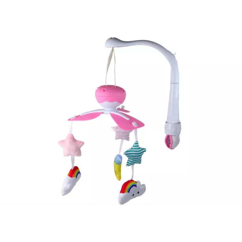 LEAN TOYS detský kolotoč nad postieľku Sky Sound ružový