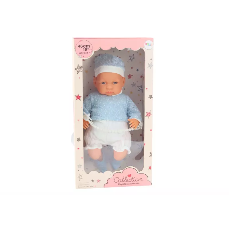 LEAN TOYS bábika 46 cm modrá cumlík čiapka ponožky