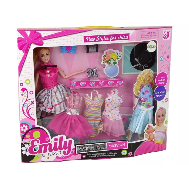 LEAN TOYS Bábika Emily doplnky odnímateľné šaty