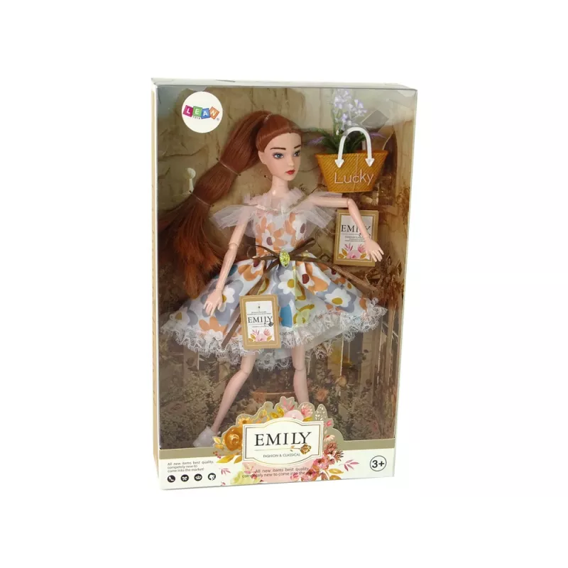 LEAN TOYS Bábika Emily jeseň červené vlasy kvety