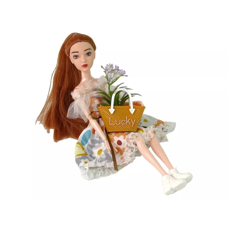 LEAN TOYS Bábika Emily jeseň červené vlasy kvety