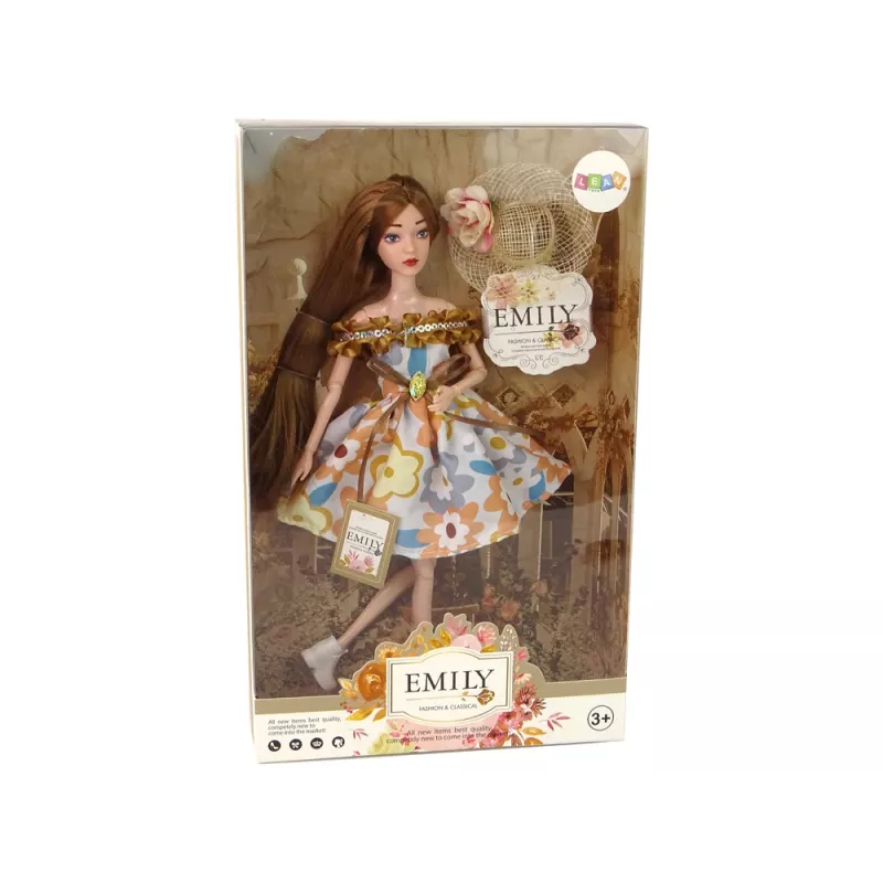 LEAN TOYS Bábika Emily jeseň s červenými vlasmi a klobúkom