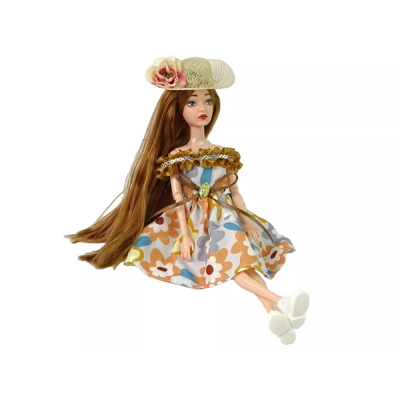 LEAN TOYS Bábika Emily jeseň s červenými vlasmi a klobúkom