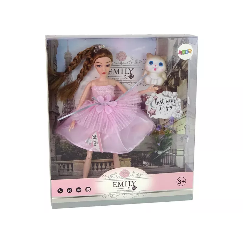 LEAN TOYS Bábika Emily vrkoče mačka kvety