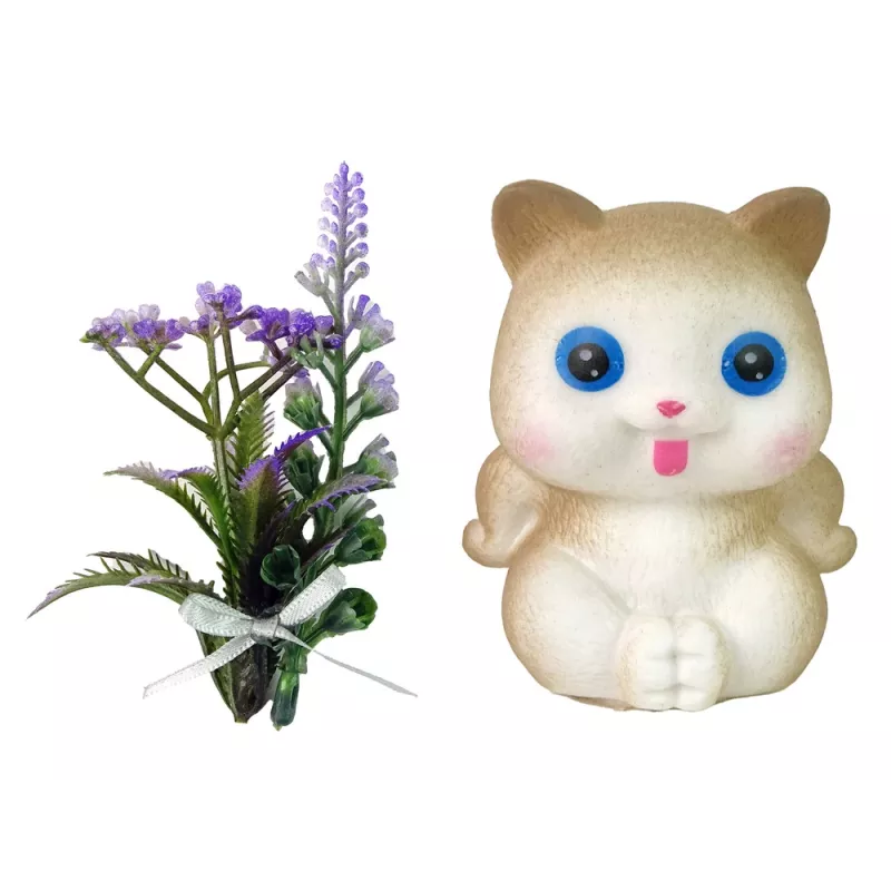 LEAN TOYS Bábika Emily vrkoče mačka kvety