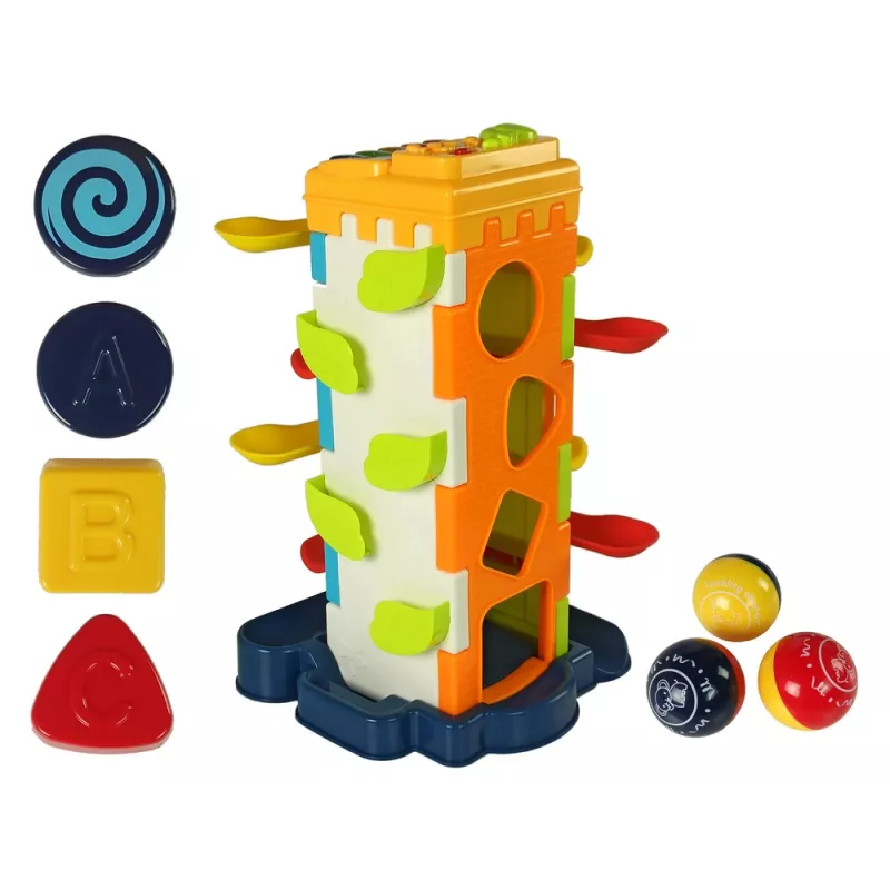 LEAN TOYS guľôčková šmykľavka vzdelávací triedič blokov s klavírom
