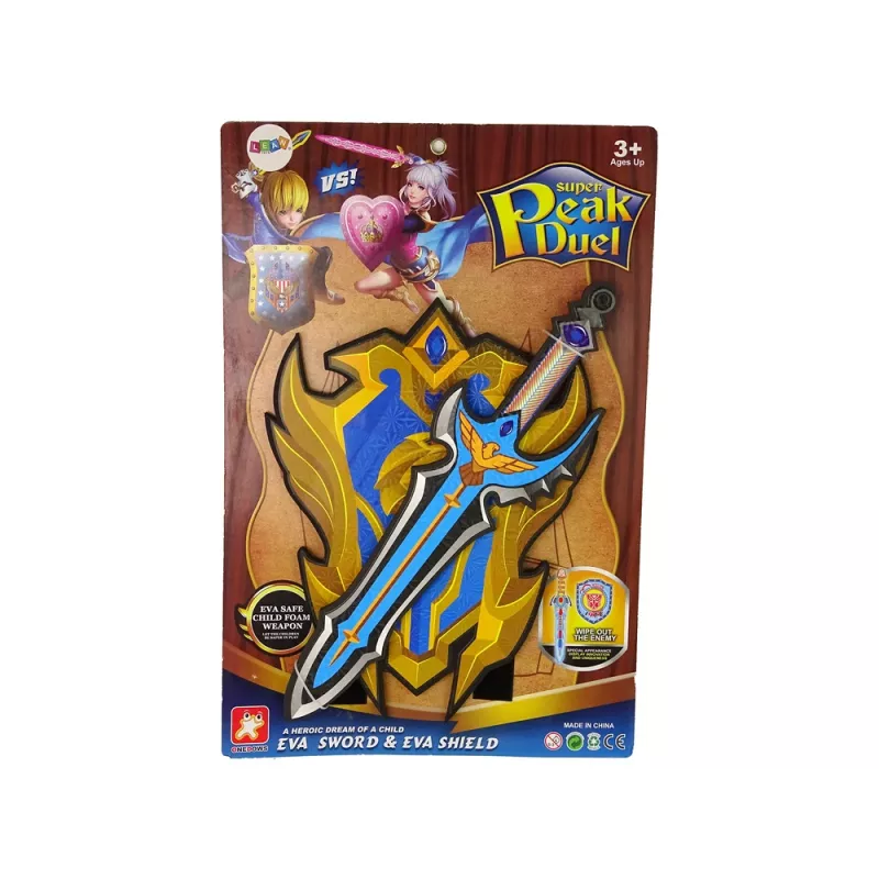 LEAN TOYS Modrý bojovník meč a štít sada z EVA peny