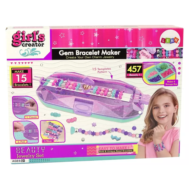 LEAN TOYS Sada na výrobu náramkov s farebnými korálkami a úložnou krabicou