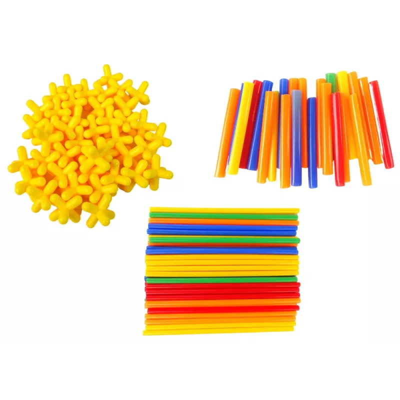 LEAN TOYS Stavebné kocky, konštrukčné paličky, slamky, sada