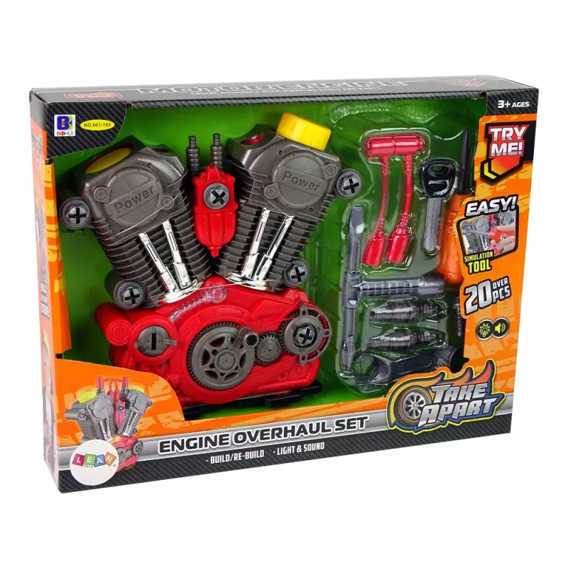 LEAN TOYS Auto motor pre malého mechanika – DIY montáž so svetlom a zvukom