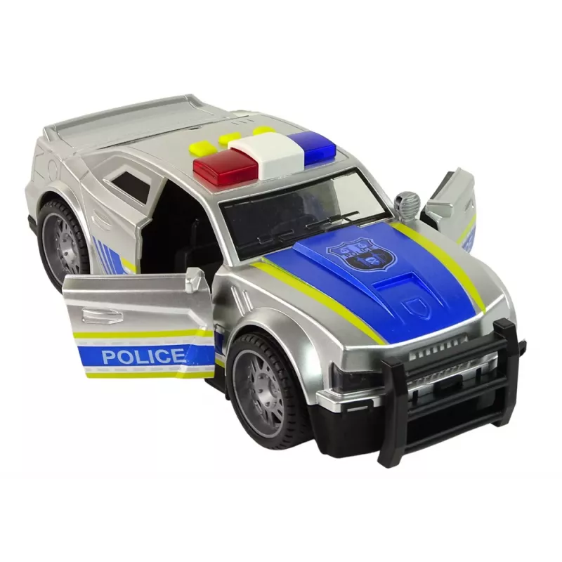 LEAN TOYS Auto policajné 1:14 so svetlami a zvukmi strieborné