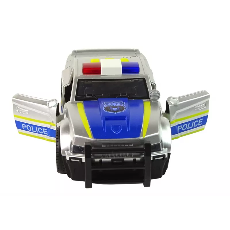 LEAN TOYS Auto policajné 1:14 so svetlami a zvukmi strieborné