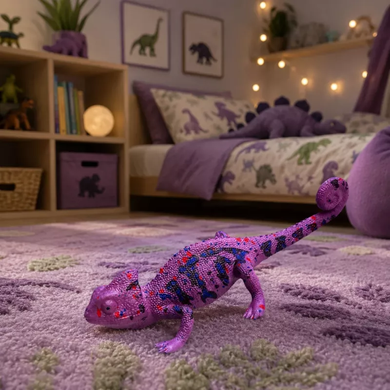LEAN TOYS chameleón gumená figúrka naťahovacia realistická fialový plaz 14 cm