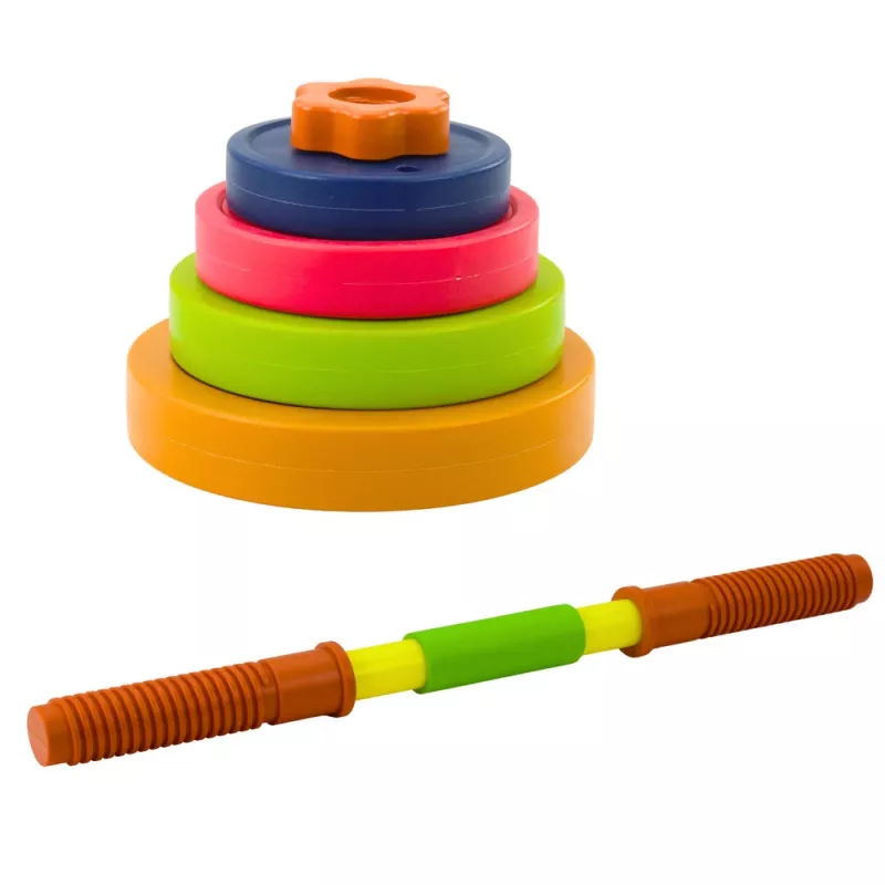 LEAN TOYS detská činka, protišmyková pena, 8 kotúčov, plast, farebná