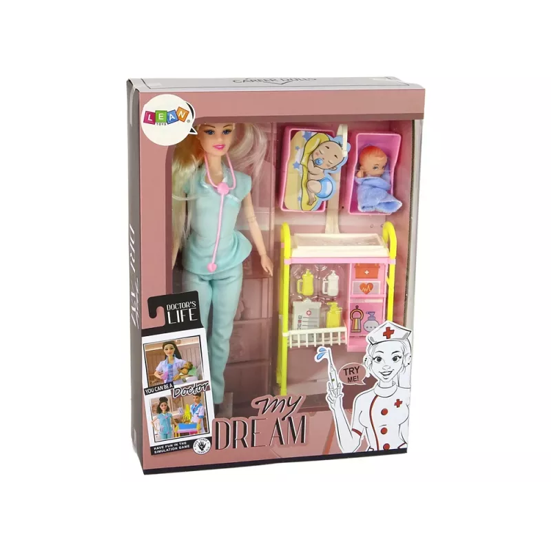 LEAN TOYS Detský bábikársky doktor dlhé vlasy príslušenstvo