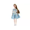 LEAN TOYS Detská bábika Emily jar s dlhými vlasmi, modrými šatami a mačiatkom
