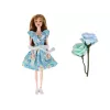 LEAN TOYS Detská bábika Emily jar s dlhými vlasmi a modrými kvetinami šaty