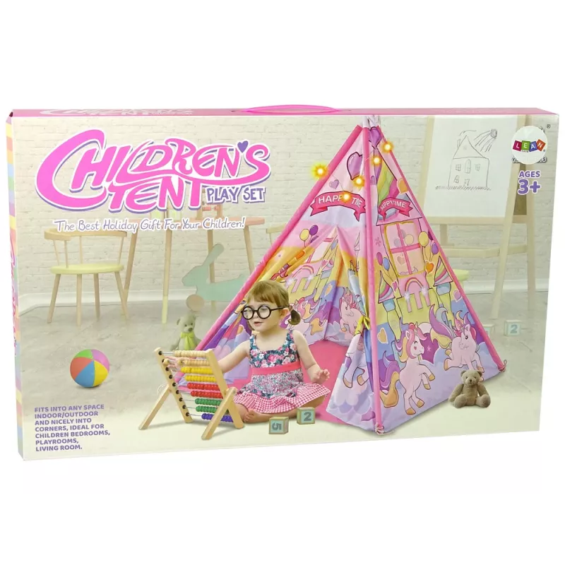 LEAN TOYS Detský svietiaci stan jednorožec poníky ružový