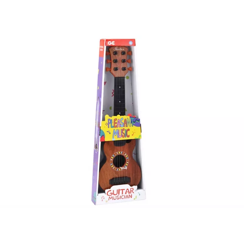 LEAN TOYS detská gitara s hnedým dreveným finišom a trsátkom, 6 nylonových strún, akustická, od 3 rokov