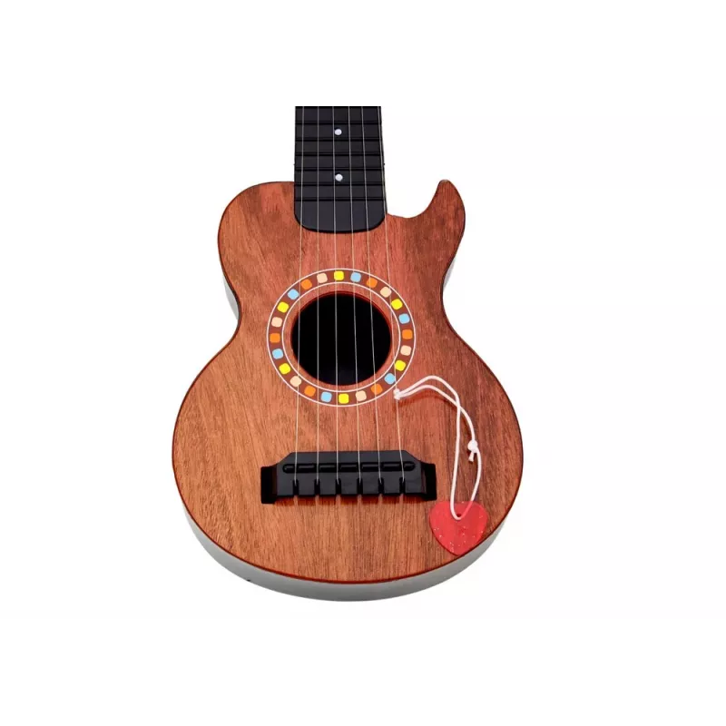 LEAN TOYS detská gitara s hnedým dreveným finišom a trsátkom, 6 nylonových strún, akustická, od 3 rokov