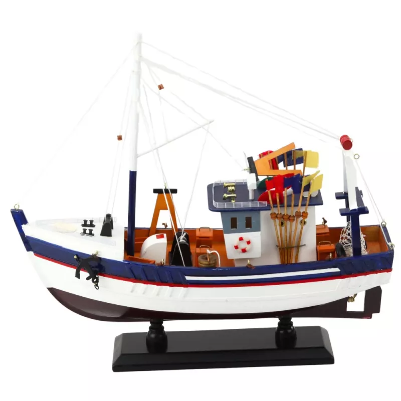LEAN TOYS Zberateľský dekoračný model rybárskej lode plavidlo vybavené 37x34cm