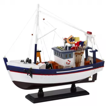 LEAN TOYS Zberateľský dekoračný model rybárskej lode plavidlo vybavené 37x34cm
